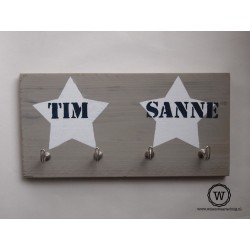 Stoere houten kapstok met sterren en naam| Snelle levering