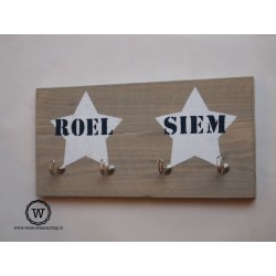 Stoere houten kapstok met sterren en naam| Snelle levering