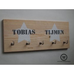 Kapstok sterren en naam blank