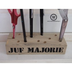 Houten potloden blok met tekst| stoere juffenbedankjes