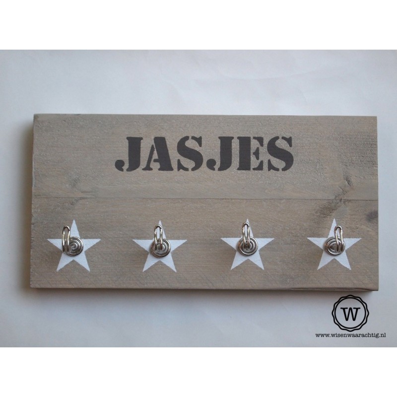 Stoere houten kapstok jasjes| Snelle levering