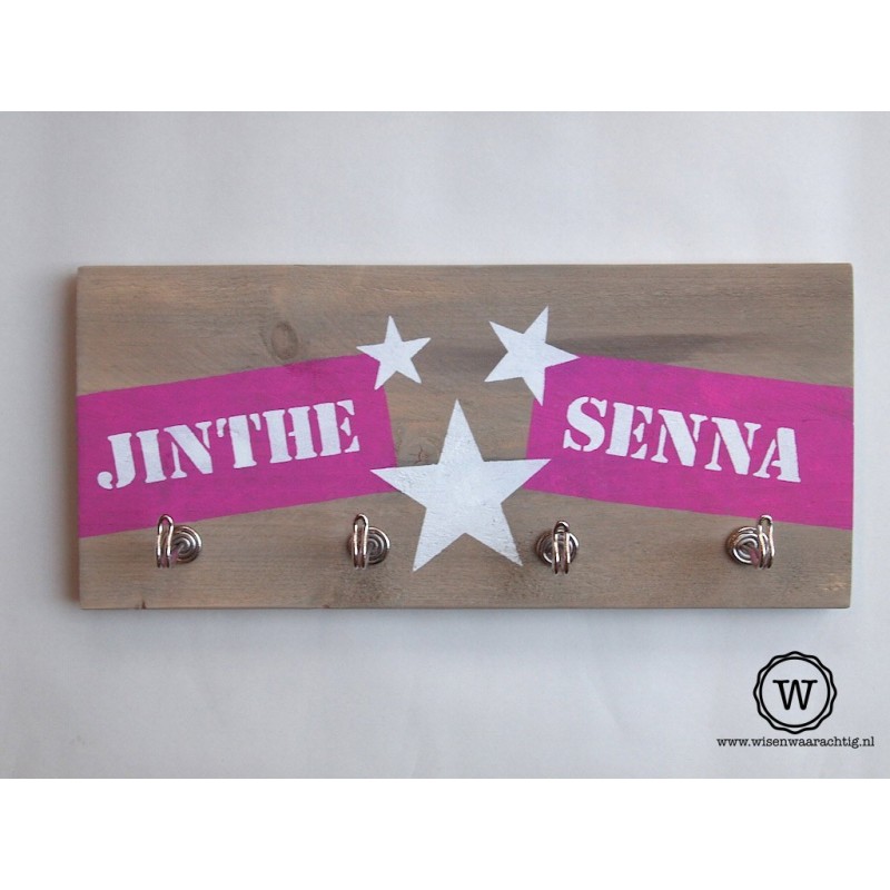 Kapstok labels namen roze