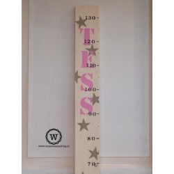 Groeimeter met naam en sterren wit/roze