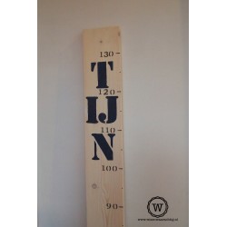Groeimeter met naam wit/marine