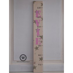 Groeimeter met naam en sterren wit/roze