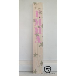 Groeimeter met naam en sterren wit/roze