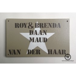 Naambord voordeur ster