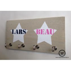 Stoere houten kapstok met sterren en naam| Snelle levering