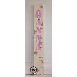Groeimeter met naam en sterren wit/roze