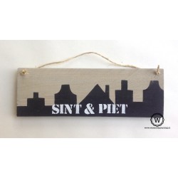 Houten sinterklaasbord sint en piet