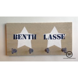 Stoere houten kapstok met sterren en naam| Snelle levering