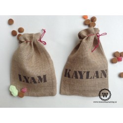 Jute zakje met naam