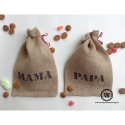 Jute zakje papa of  mama