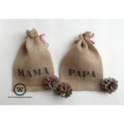 Jute zakje papa of  mama