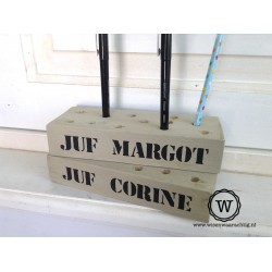 Houten potloden blok met tekst| stoere juffenbedankjes