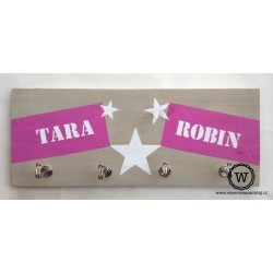 Kapstok labels namen roze