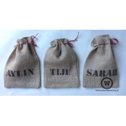 Jute zakje met naam