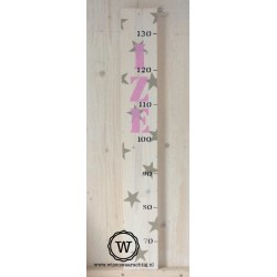 Groeimeter met naam en sterren wit/roze