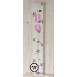 Groeimeter met naam en sterren wit/roze